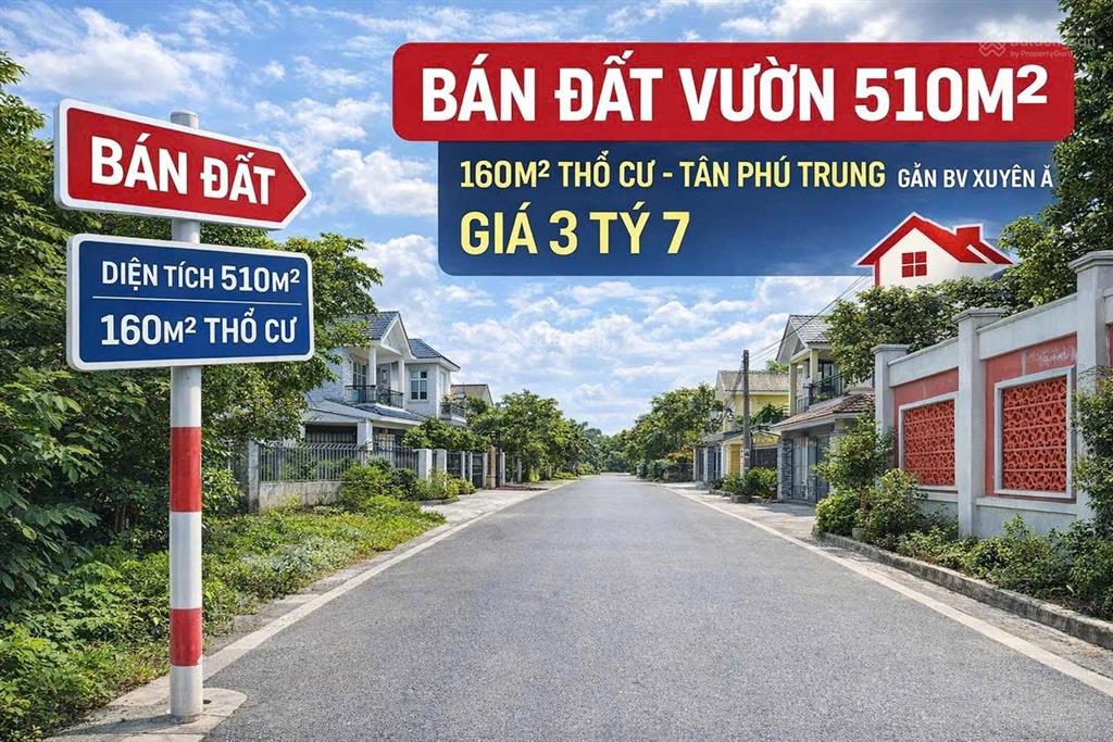 Đất nguyễn thị lắng  tân phú trung  510m2  đường nhựa ô tô giá 3 tỷ 7