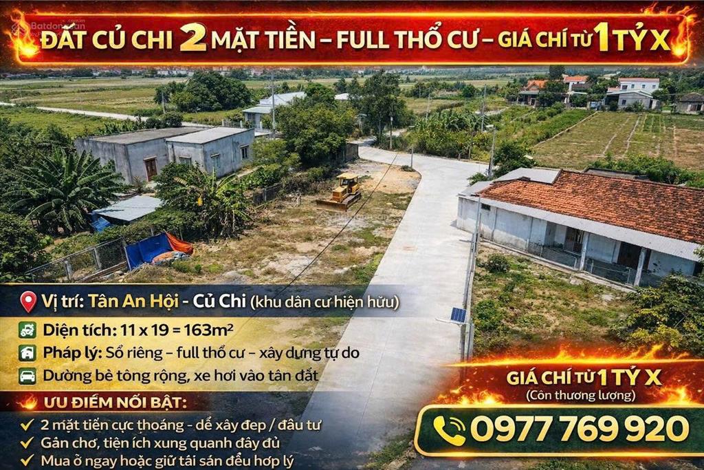 Đất 2 mt nguyễn văn khạ , tân an hội 11x19 full thổ giá 1 tỷ 2
