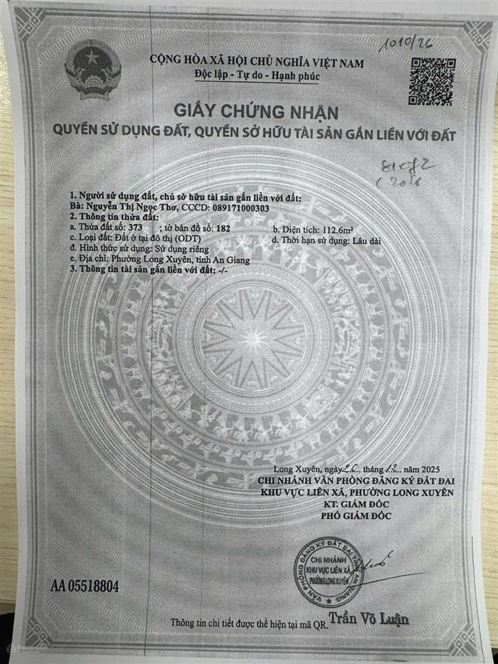 Bán đất tại trần quý khoáng, 12,386 tỷ, 112.6m2, 4.5m mặt tiền