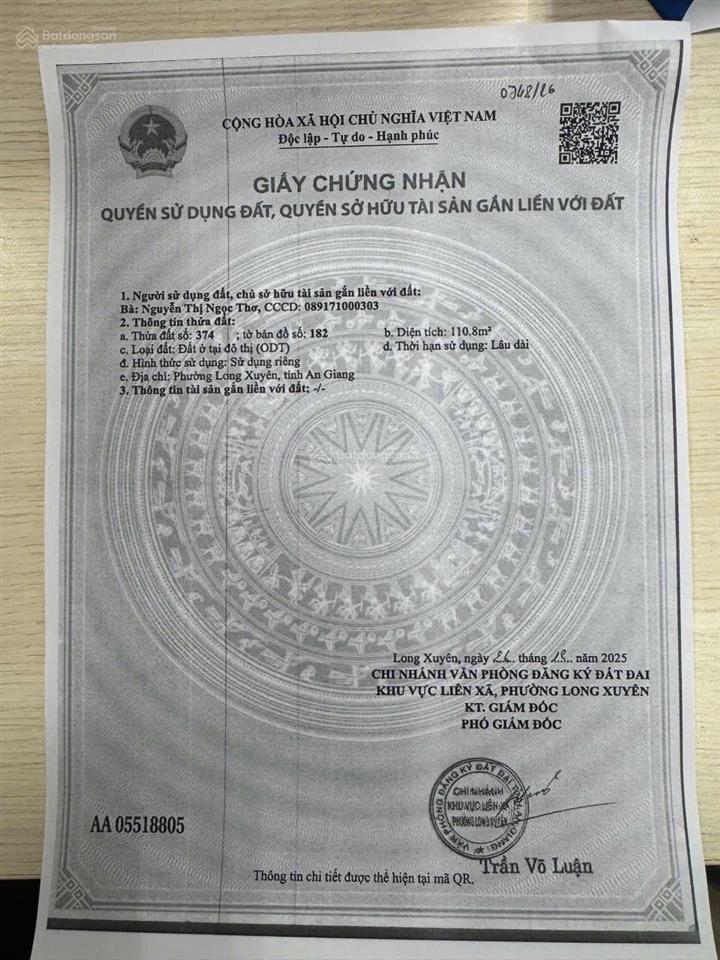 Bán đất tại trần quý khoáng, 12,188 tỷ, 110.8 m2, mặt tiền 4.5m