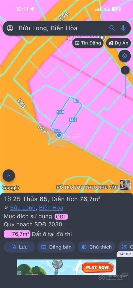 Bán lô đất mặt tiền view sông bờ kè bửu long, đường trước nhà 36m + vỉa hè 5m. giá chỉ 7,4 tỷ