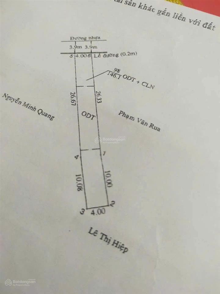 Chủ đi nước ngoài nên cần thanh lý lô đất đẹp dt 146,1m2 ngay nguyễn chí thanh  sổ hồng riêng