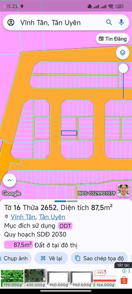 Chủ cần bán lô đất mặt tiền 87m2 đường 8m có vỉa hè trục d5 full tc gần kcn visip 2 giá 780tr shr