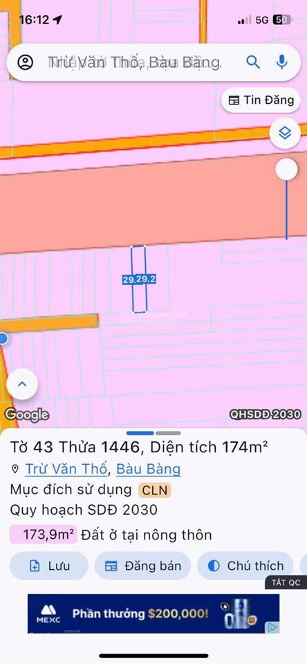 Chủ kí gửi bán lô 174m2 giá 750 triệu sát bên chợ đêm kcn bầu bàng, gần kcn chơn thành 1, sẵn sổ