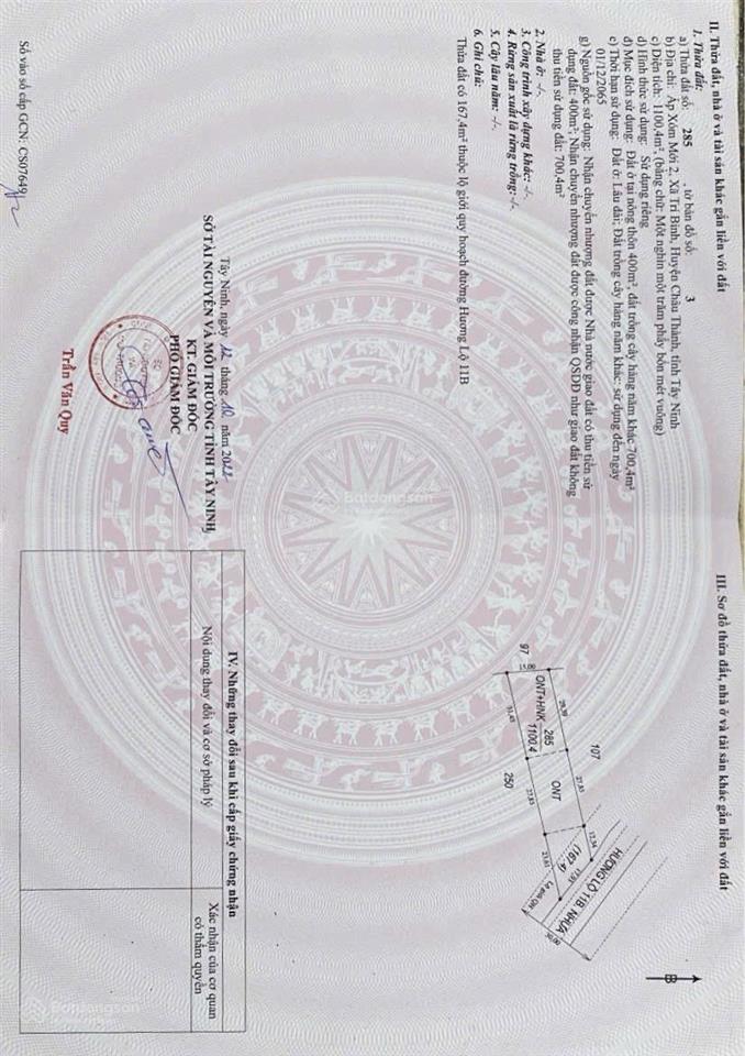 Bán đất đường nhựa tại xã trí bình, 1,5 tỷ, 1100 m2