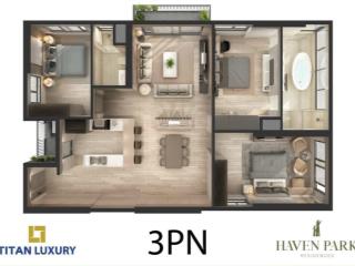 Bán 3 ngủ , 100m2 sử dụng , trục 15  chung cư haven park ecopark , view đảo