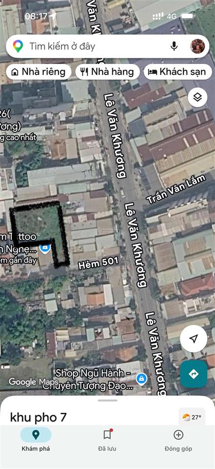 Đất thổ cư mặt tiền hẻm 800m2 lê văn khương, quận 12