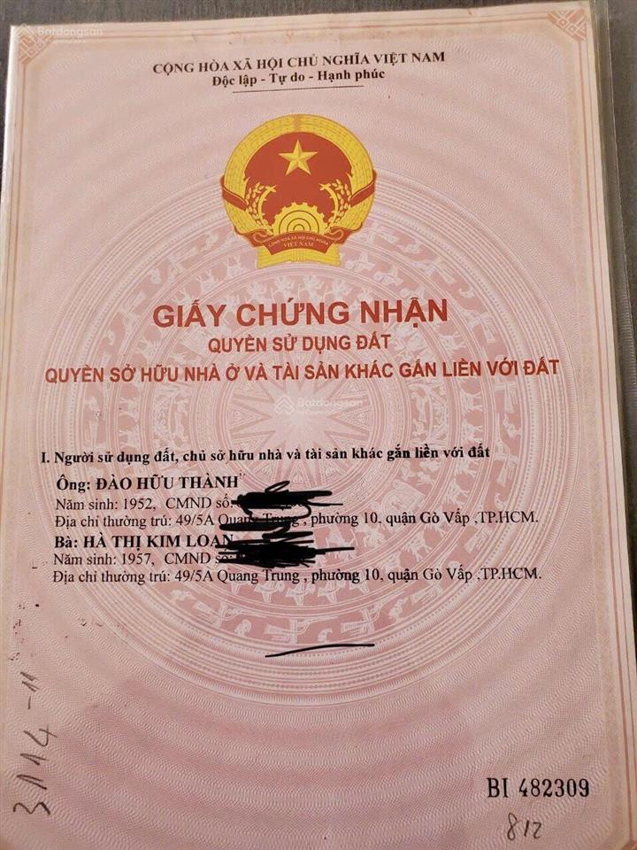 7,6 tỷ, 110 thông tây hội, p10, 4x16.5m (nh 4.45m) ~ 60.1m2, trệt 2l st, vị trí đẹp, giá tốt còn tl
