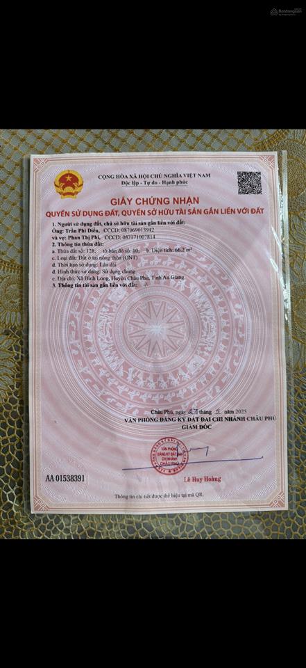 Bán đất quốcquốc lộ 91, châu phú, an giang, 550 triệu vnd, 66 m2, giá siêu hời, đẹp, nhiều tiện ích