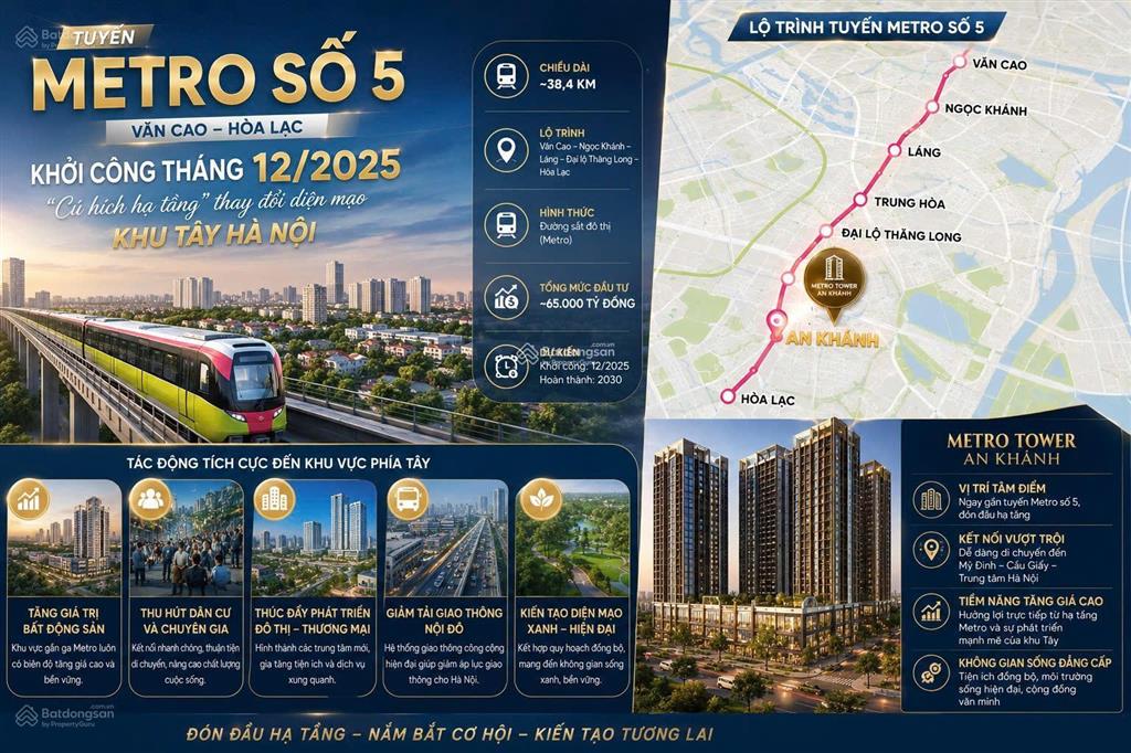 Hot deal! đón sóng vành đai 3.5 & trục metro quỹ căn ngoại giao duy nhất metro tower an khánh!