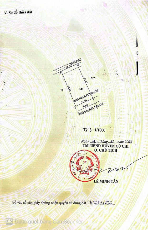 Bán đất 503, bùi thị điệt, 19 tỷ, 1287,5 m2, củ chi, tp.hcm
