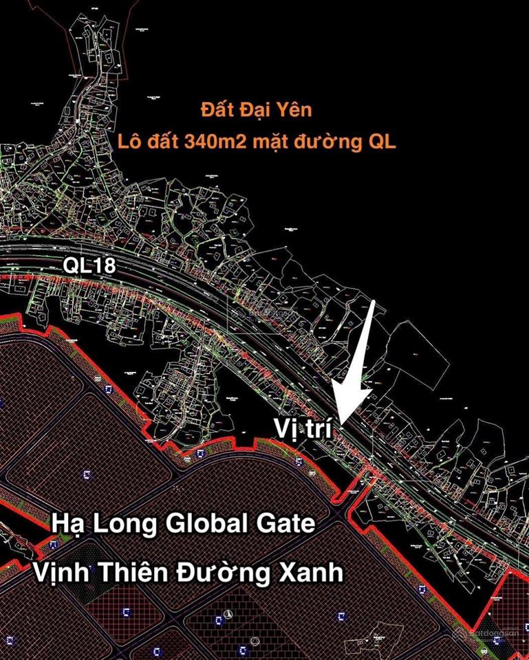 Bán gấp lô đất 340m2 mặt đường ql18, gần hạ long xanh, giá hạt rẻ ạ