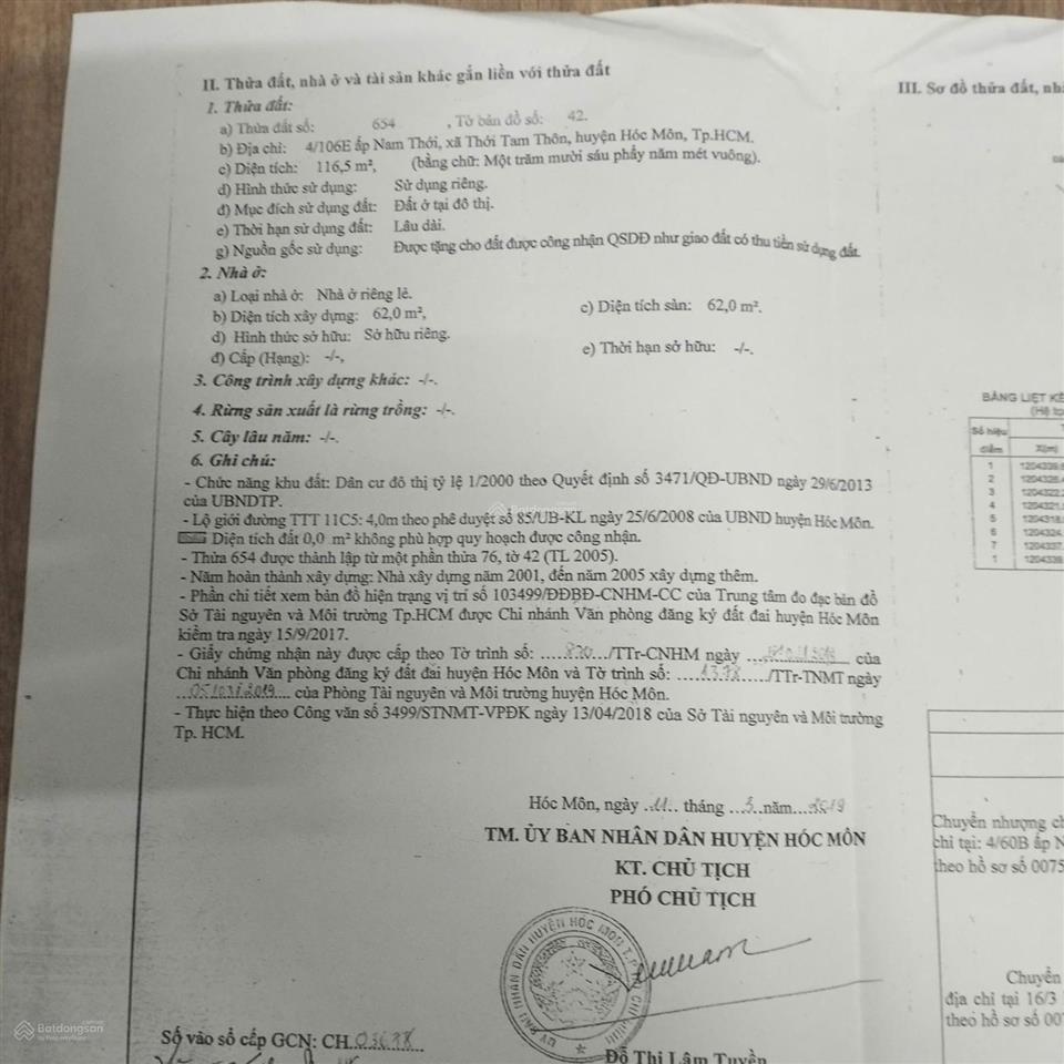 Bán nhà riêng 4 tỷ, 116.5m2, đặng thúc vịnh, thới tam thôn, hóc môn, giá tốt, đẹp