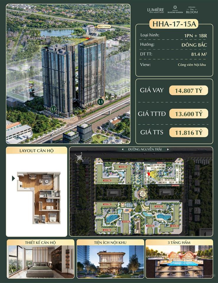 Hha1715a  sở hữu căn 1pn+ giá tốt nhất phân khu the bloom  lumière