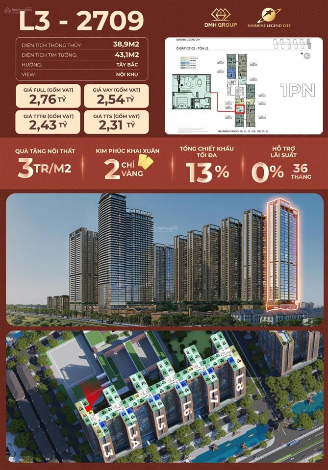 Chính xác 520 triệu sở hữu ngay căn hạng sang 1pn 43m2 cách hà nội 15p di chuyển chiết khấu tới 13%