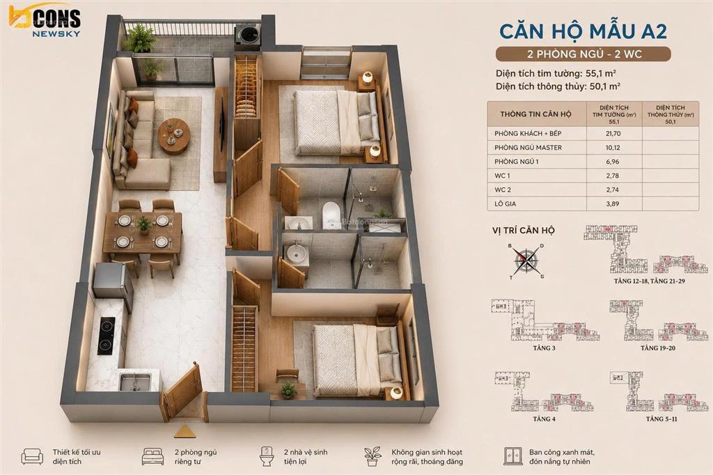 Tặng 2.5 chỉ vàng + voucher 30 triệu. ckt 12tr/1 tháng khi sở hữu căn hộ ql13