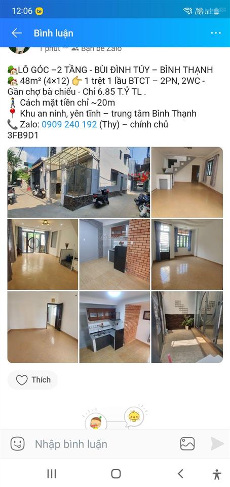 Căn gốc 2 tầng  48m (4 nhân12) 1 trệt 1 lầu btct 2pn, 2wc  ko lộ giới . ko qh .20m ra mặt tiền .