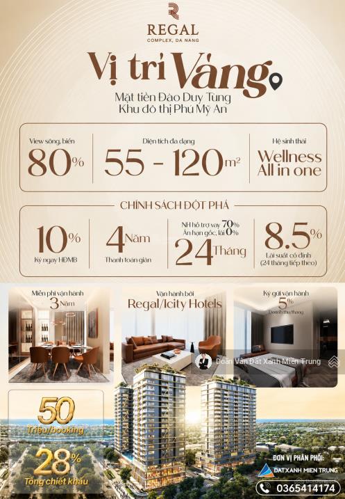 Chỉ 610 triệu vốn tự có, sở hữu căn 2pn view sông biển cuối cùng tại regal complex đà nẵng