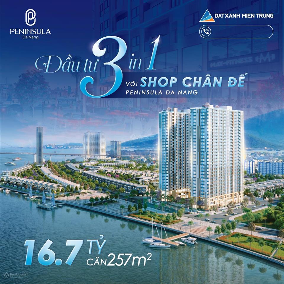 Shophouse khối đế peninsula hai mặt tiền sông hàn đà nẵng 66 triệu/m2 bđs tạo dòng tiền,sổ lâu dài