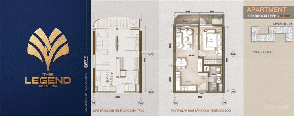 Giá tốt nhất  7tỷ 60,3m2 (đã có vat và nội thất) 2pn the legend đà nẵng