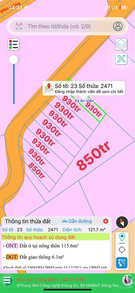 Bán đất tại đt 777, đồi 61, trảng bom, 799 triệu, 92m2, pháp lý đầy đủ