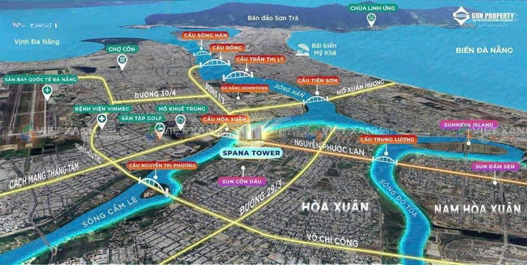 Cắt lỗ căn 1pn+ s2 sun spana hòa xuân  view pháo hoa  giá vay 3tỷ9 chiết khấu 16,5% nếu tt nhanh