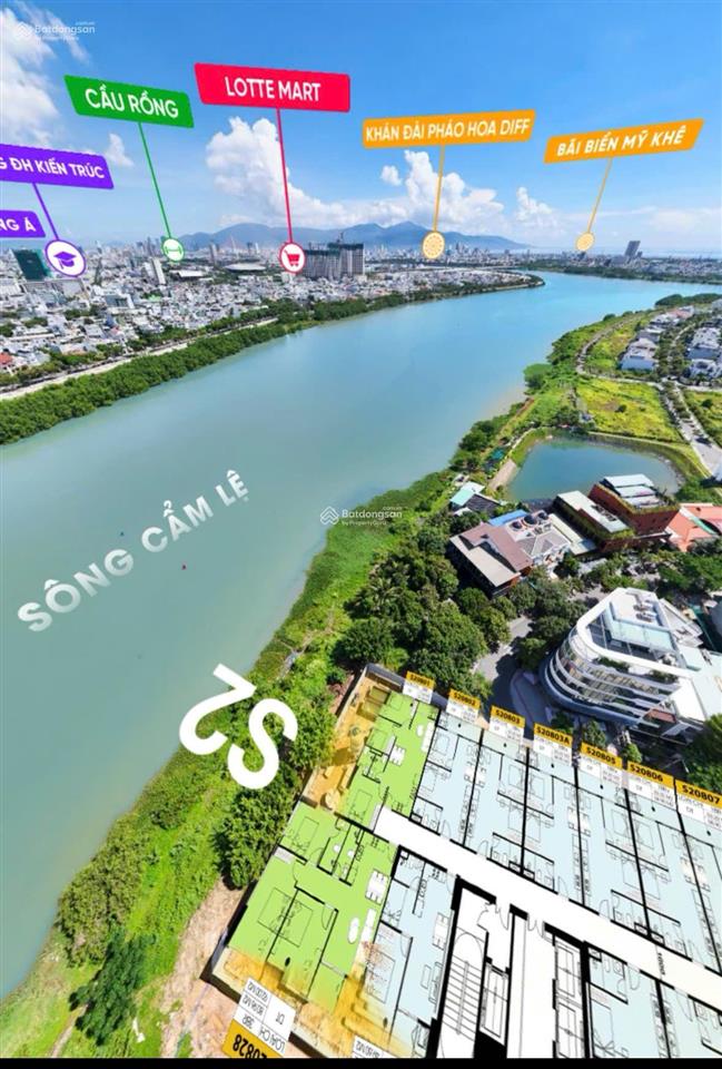 Cắt lỗ căn 1pn+ s2 sun spana hòa xuân  view pháo hoa  giá vay 3tỷ9 chiết khấu 16,5% nếu tt nhanh