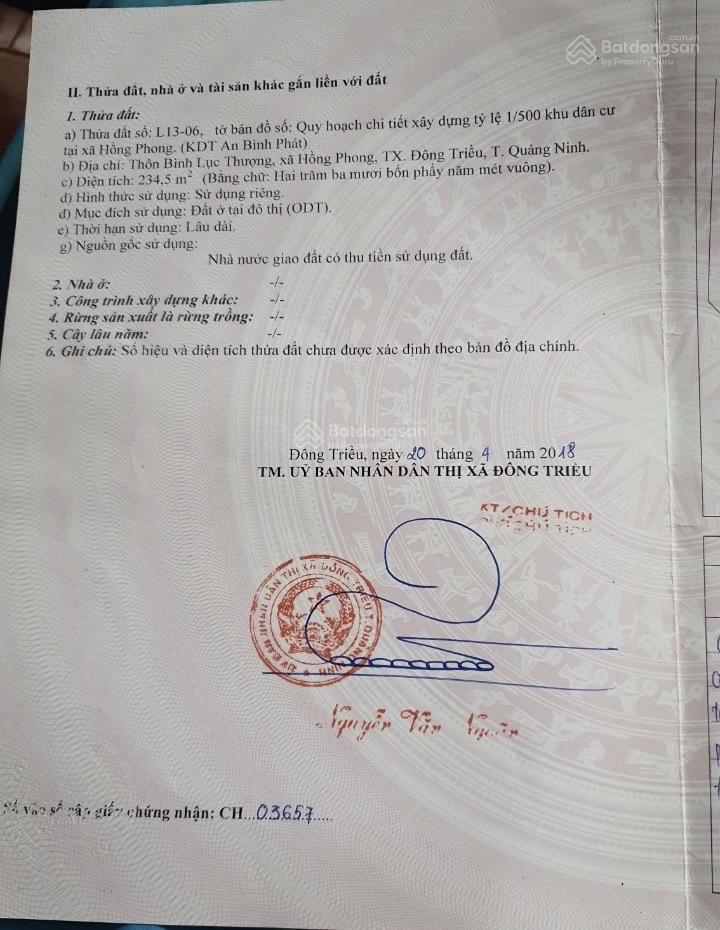 Cần bán gấp đất an bình phát, đông triều, quảng ninh