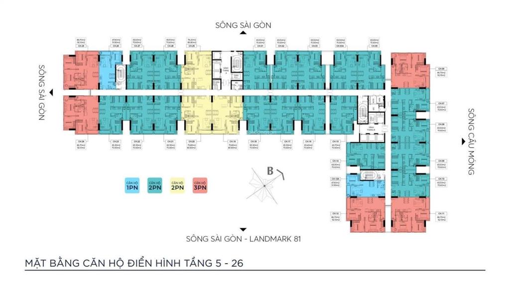 Chuyển nhượng căn 1pn 51 m2 giá 2 tỷ 550 vốn tự có 570 triệu
