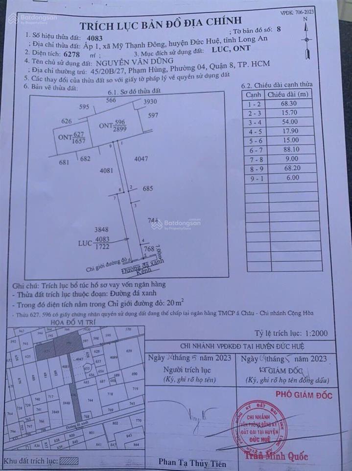 Bán đất tại ấp 1 xã mỹ thạnh đông, 14,5 tỷ, 6278 m2, mặt tiền 11m, pháp lý đầy đủ