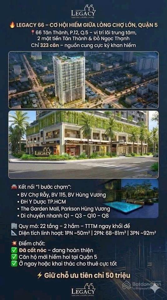 Legacy 66 hiếm có khó tìm tại lõi chợ lớn (quận 5)  nhận boooking ưu tiên  giá trực tiếp cđt