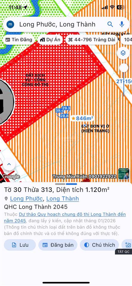 Sang nhượng 960m2 cạnh sân bay long thành chỉ 3tỷ850 sổ sẵn giá bán gấp trong tháng