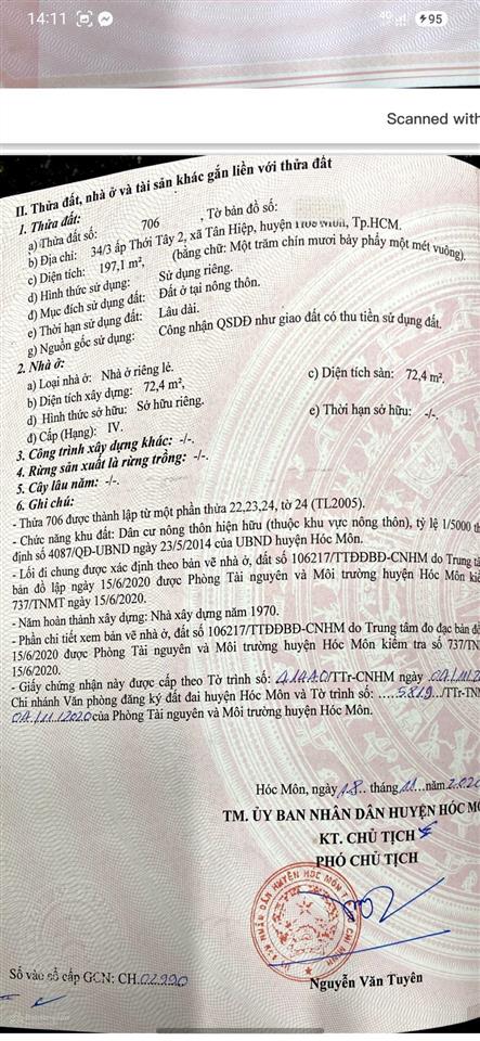 Chủ ngộp hạ giá bán nhanh 197m2 đất thổ cư chỉ 3.85 tỷ xã tân hiệp cũ. gần nhà máy nước tân hiệp