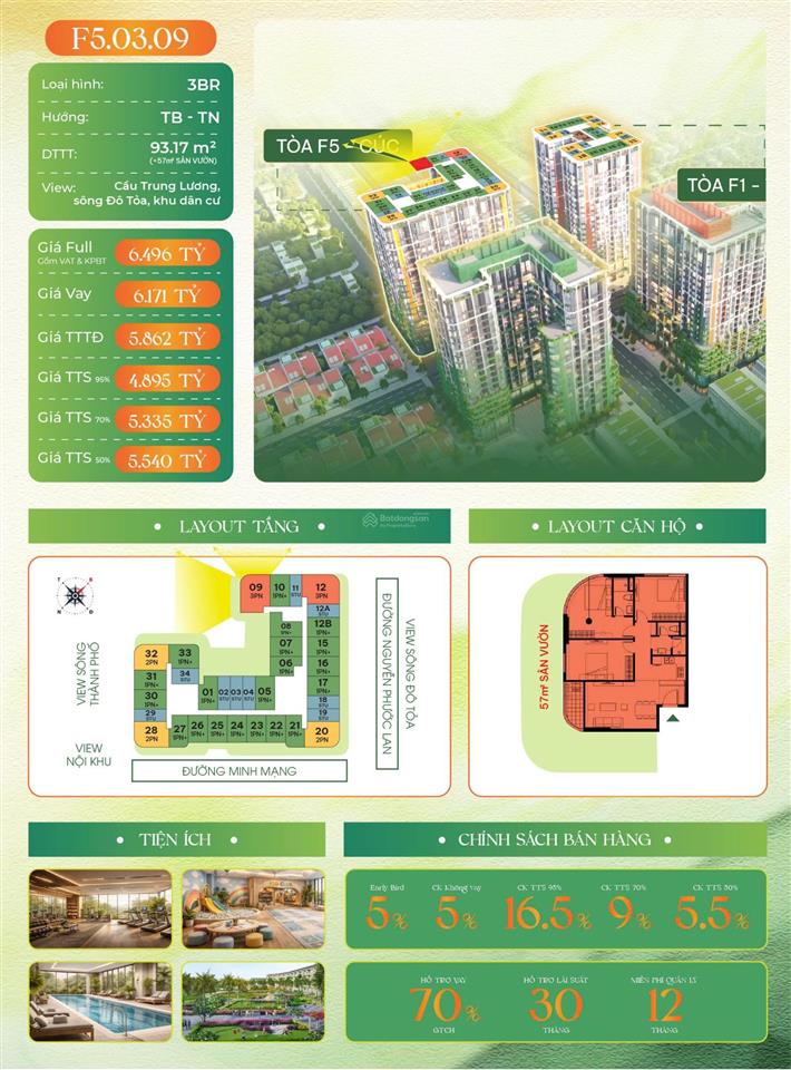 Độc quyền! căn góc 3pn sân vườn siêu rộng view sông, pháo hoa sun fours tower chỉ 4,895 tỷ