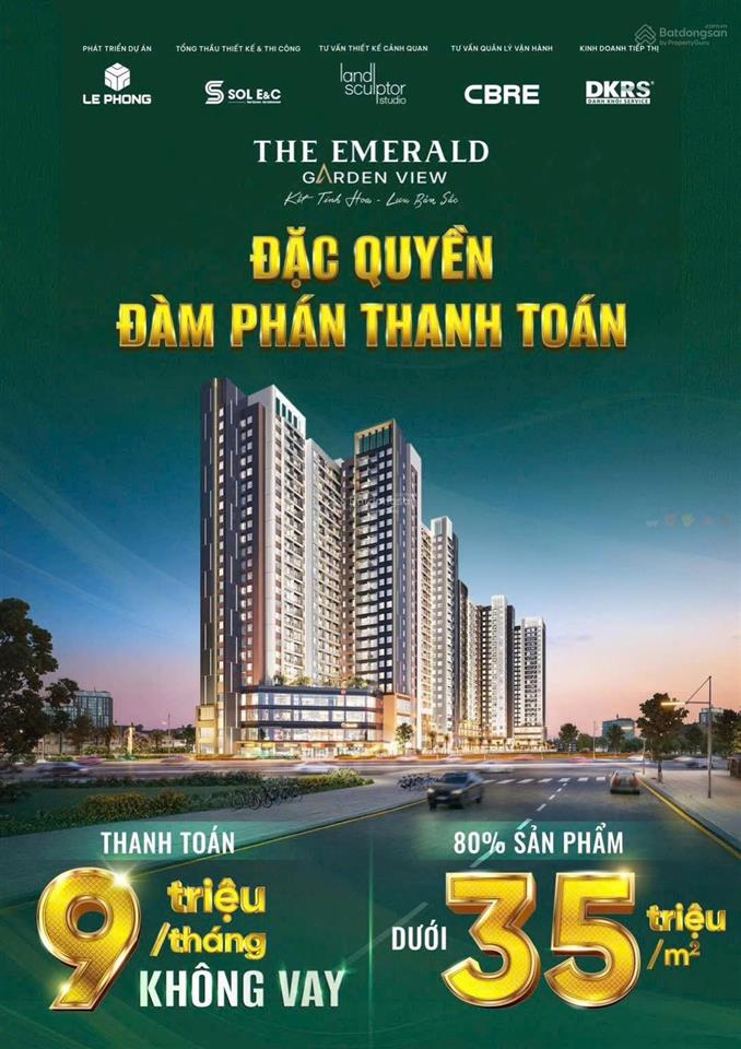 Bán căn 2pn 2wc 2ty6 bàn giao full nội thất, mỗi tháng tt 9tr9 tại da the emerald garden view