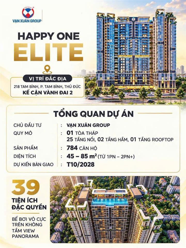 Happy one elite  căn hộ tại tam bình của vạn xuân chính thức triển khai  chỉ với 3,1 tỷ