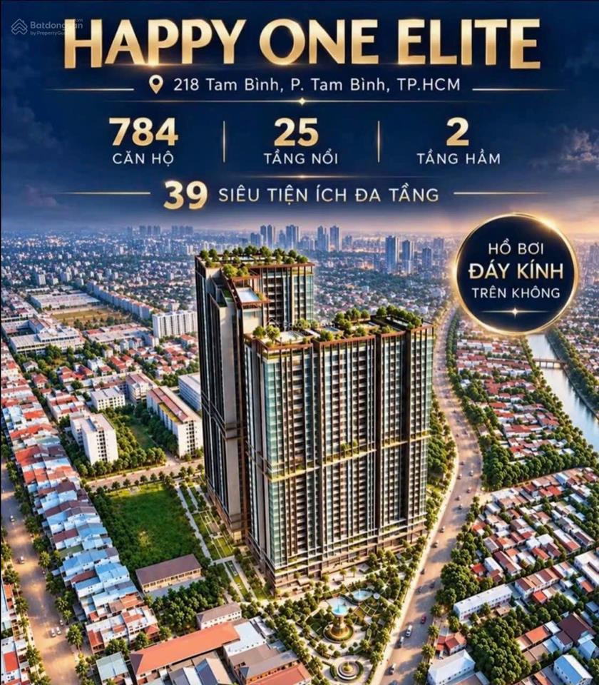 Căn hộ cao cấp tam bình happy one elite chỉ với 59,8tr/m2. booking chỉ 50tr