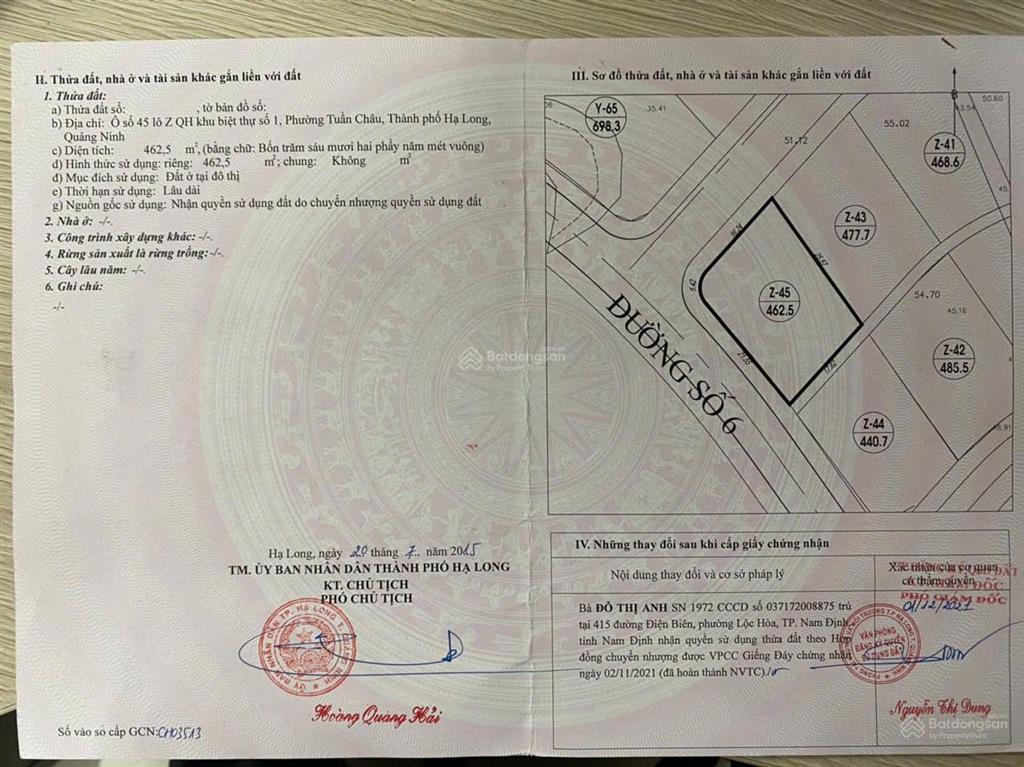 Chính chủ gửi bán lô đất z45 thuộc khu biệt thự số 1 đảo tuần châu