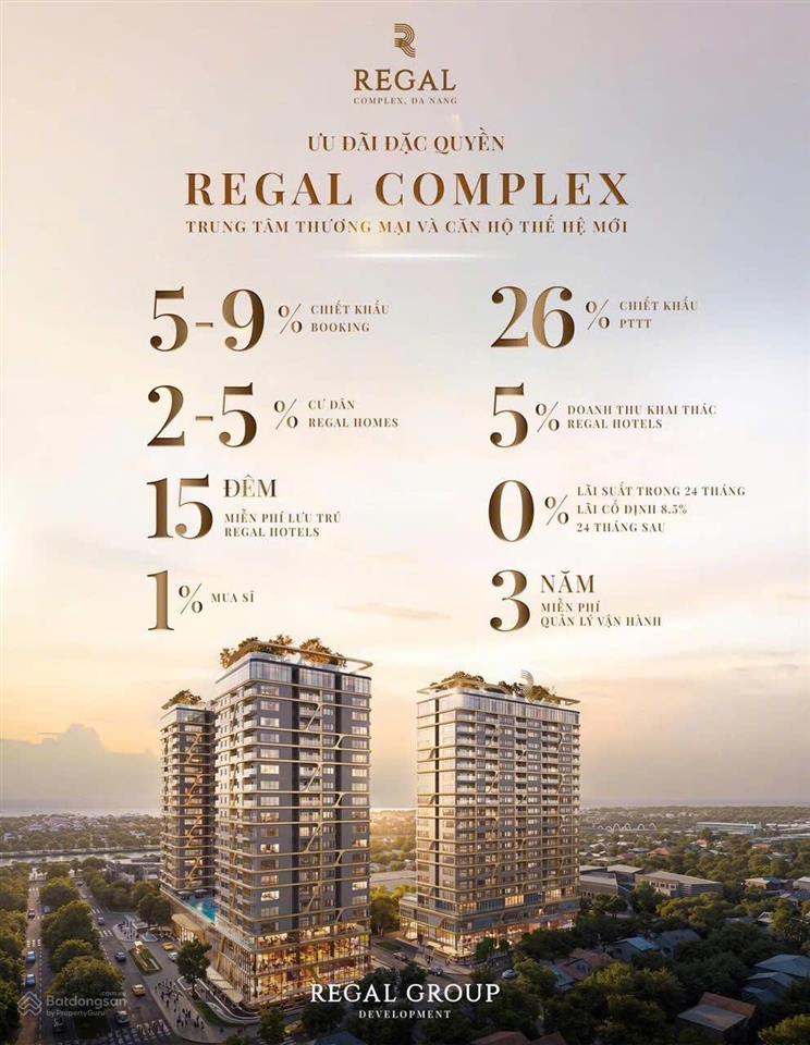 Bán căn hộ regal complex chỉ với 10% ký ngay hđmb căn hộ 1pn+ view biển+sông+sân golf