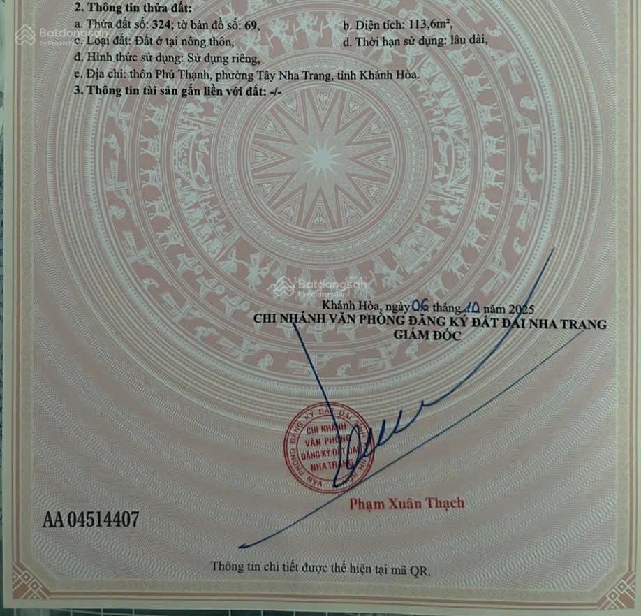 Bán đất tại phường tây nha trang , 2,1 tỷ, 113m2, giá siêu hời hàng hiếm