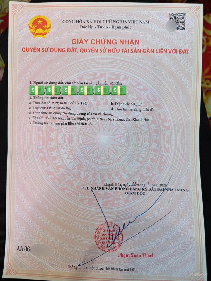 Đất 2 mặt tiền trước sau, cách đường nguyễn thị định chỉ 30m. gần lê hồng phong chỉ 60m. hẻm 2  3m