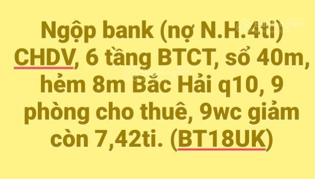 Giảm 2 tỉ, bán gấp tòa nhà 6 tầng hẻm xe tải bắc hải, quận 10