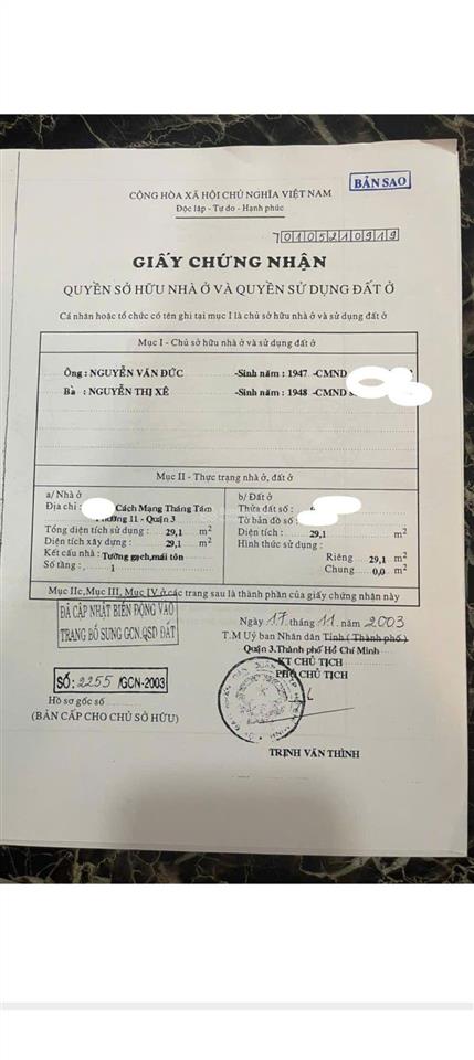Giảm 500tr, bán nhà 29m2, hẻm 3m, cmt8, q3, giá mới 3,9 tỉ