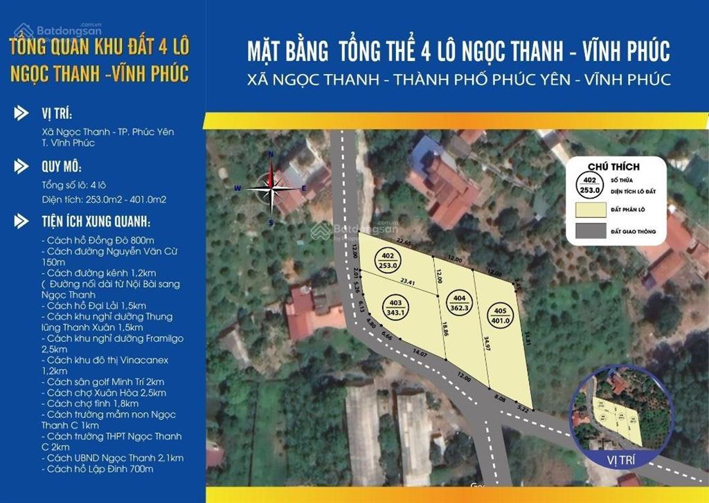 Bán lô góc siêu đẹp 343 m2 ngọc thanh, phúc yên, vĩnh phúc, giá tham khảo tốt trong khu vực