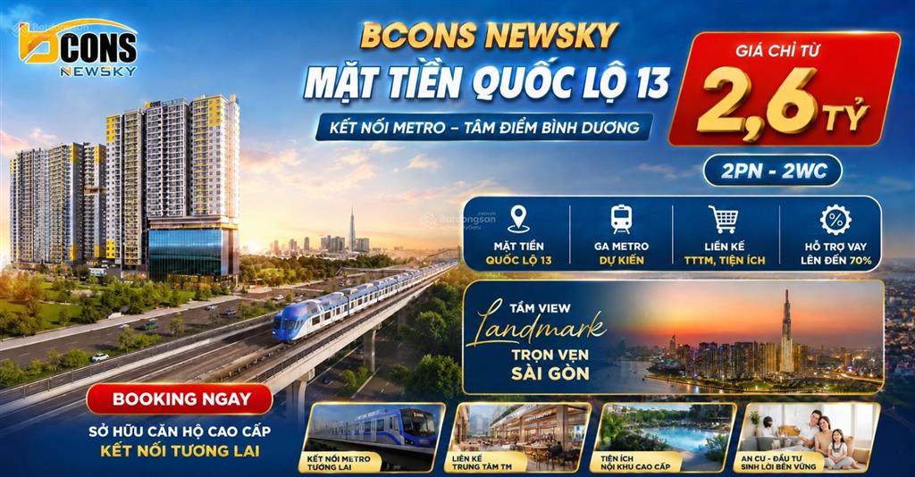Ưu đãi đặc biệt voucher thanh toán + 2,5 chỉ vàng. trọn view landmark 81 tại bcons newsky