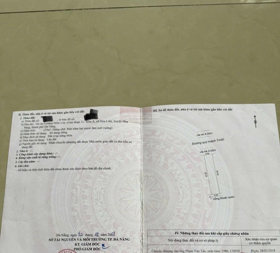 Bán đất golden hills city, 3,5 tỷ, 125m2, hàng hiếm tại đà nẵng
