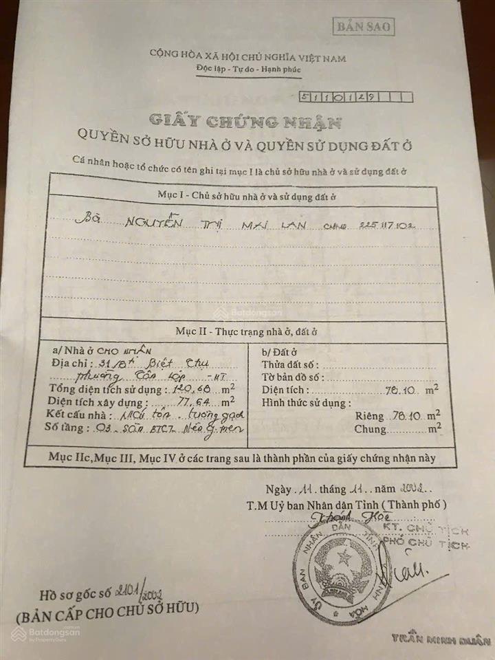 Bán khách sạn đường biệt thự đang cho thuê 60tr/tháng