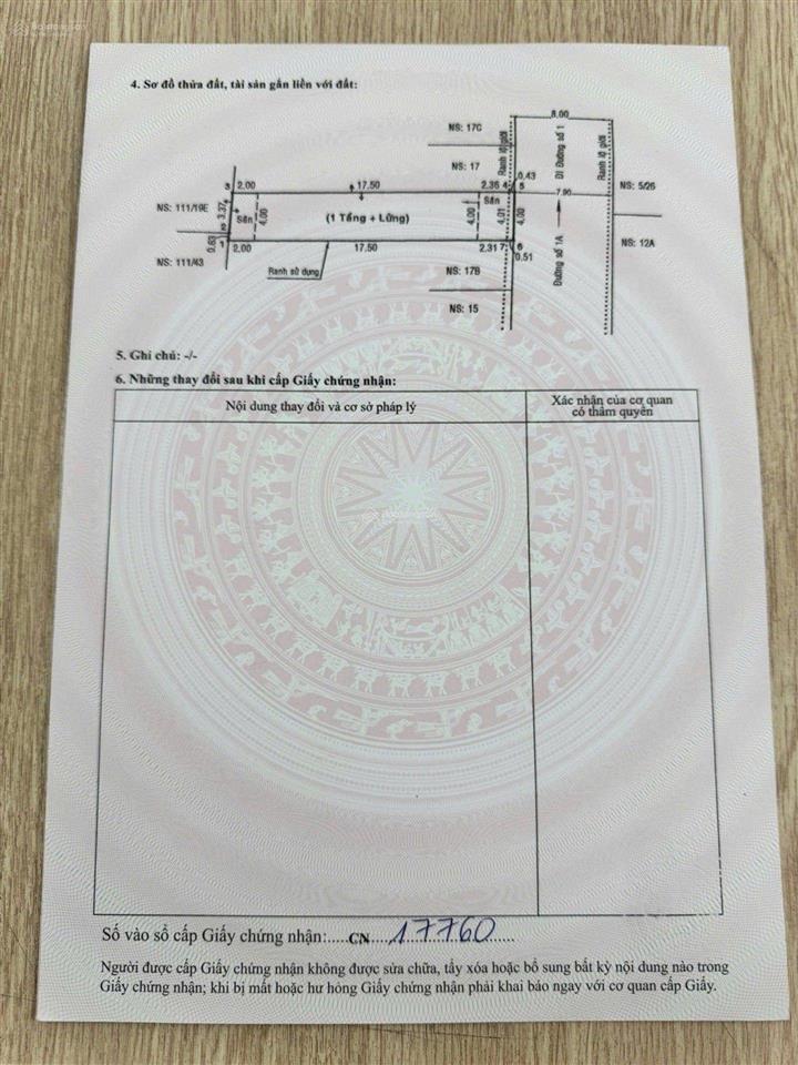 Giảm 600tr] nhà mt đường số 1a ngay văn cao dt 4x22 giá 7 tỷ tl