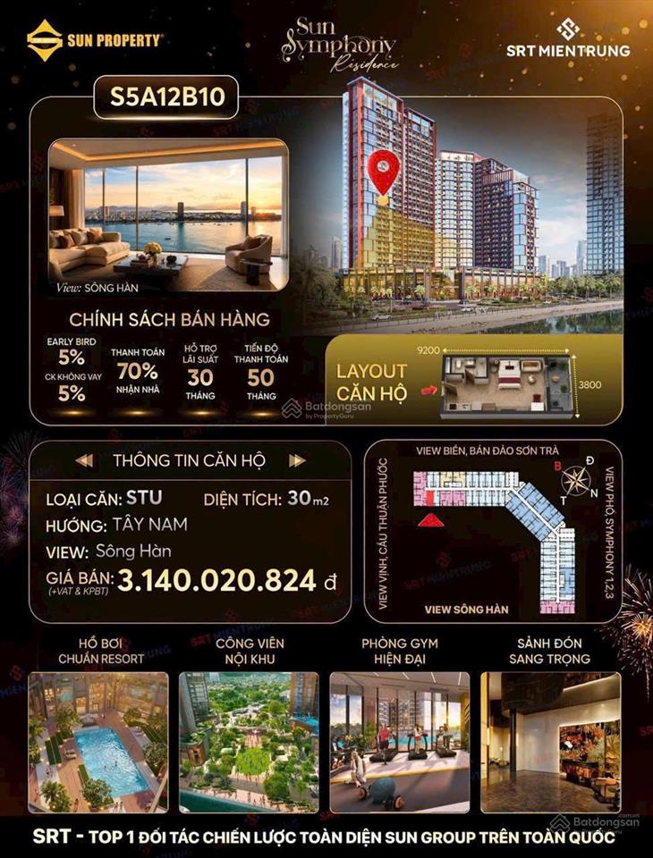 [s5a12b10] studio symphony5 view sông hàn, view nội khu 3,1 tỷ