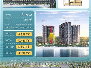 Căn hộ 2pn+ view hồ tạo sóng . giá chỉ hơn 5tỷ